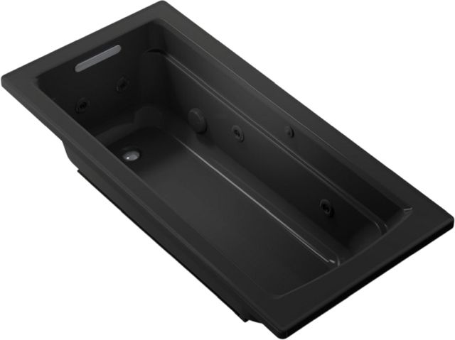 KOHLER® Archer® Black 66" x 32" Drop-In Heated Whirlpool Bath-0