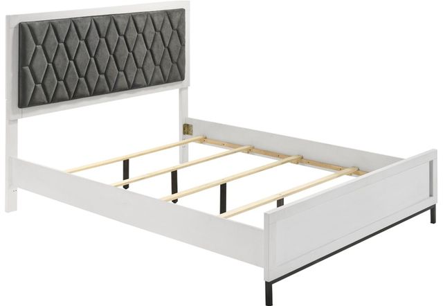Coaster® Sonora White Queen Upholstered Panel Bed-1