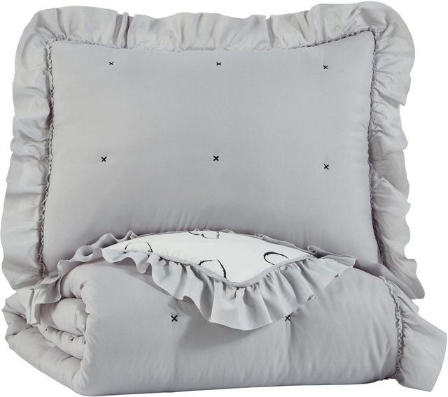 Signature Design by Ashley® Hartlen Gray/White Twin Comforter Set-0