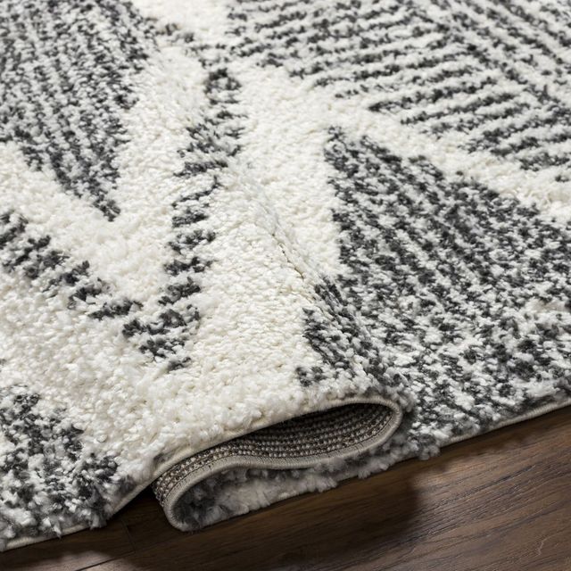 Surya Deluxe Shag Cream/Charcoal 5'x7' Area Rug-3