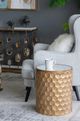 A & B Home Mirror Top Drum Table with Imelda Bronze Honeycomb Pattern Metal-4