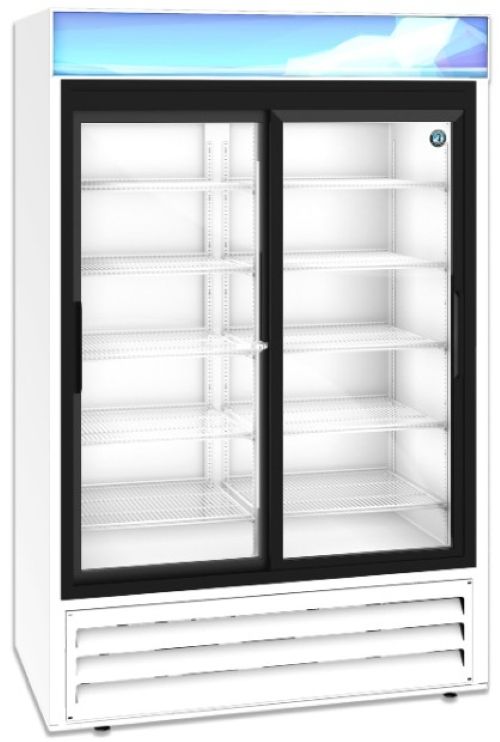 Hoshizaki 51" 38.3 Cu. Ft. White Painted Aluminum Two Section Glass Door Merchandiser Refrigerator-1