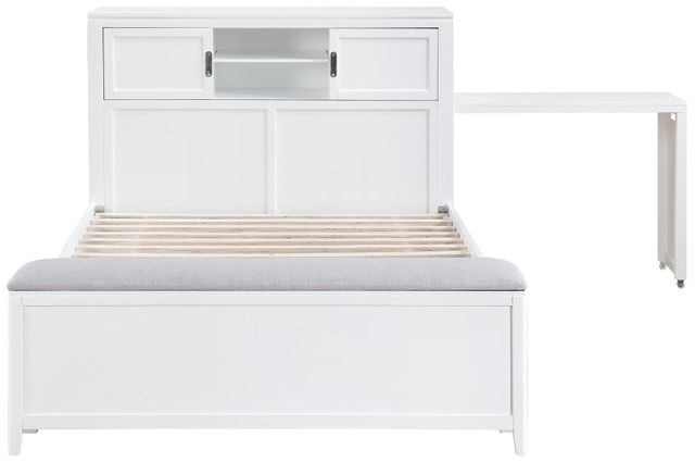 Homelegance® Sloane White Full Youth Bookcase Platform Bed with Hidden Desk, Stool and Storage Bench-3
