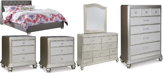 Signature Design by Ashley® Coralayne 6-Piece Silver Full Upholstered Youth Bed Set-0