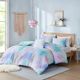 Olliix by Intelligent Design Cassiopeia Aqua Full/Queen Watercolor Tie Dye Printed Comforter Set-5