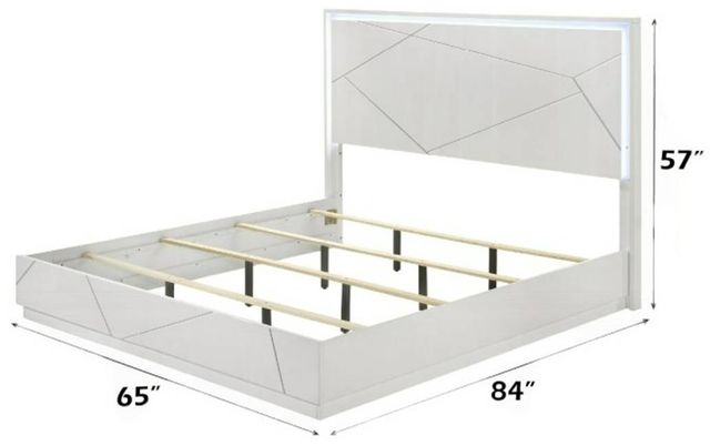 ACME Furniture Esther White/Silver High Gloss Queen Panel Bed-2