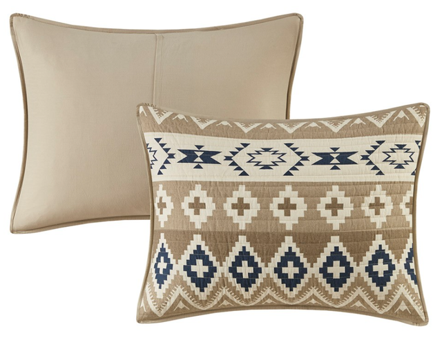 Olliix by Woolrich Montana Tan Full/Queen Printed Cotton Oversized Quilt Mini Set-1