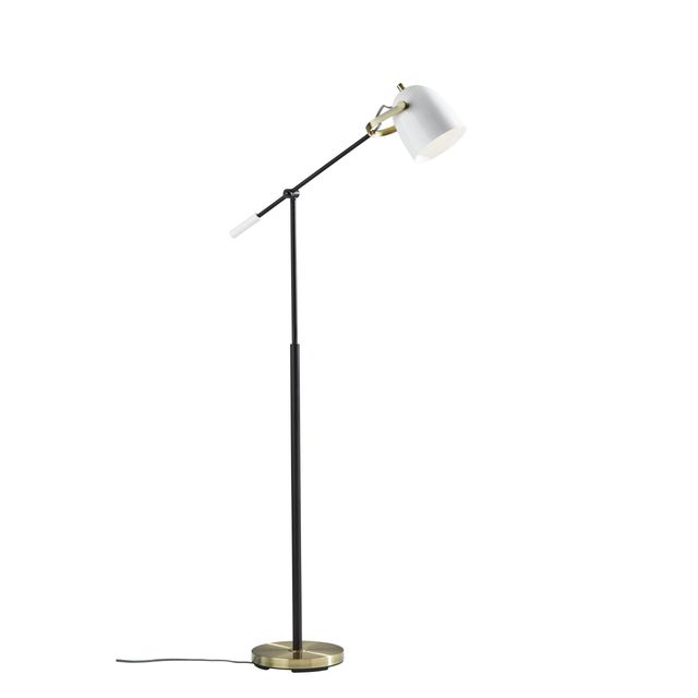 Adesso® Casey Black, White/Antique Brass Floor Lamp-0