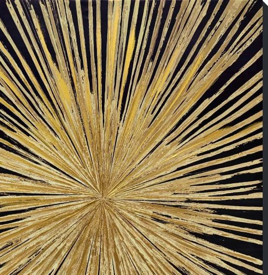 Classy Art Black/Gold Hand Painted Textured Wall Art-1
