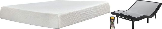 Sierra Sleep® by Ashley® Chime 2-Piece 10" Memory Foam and Best Adjustable Base Queen Mattress Set-0