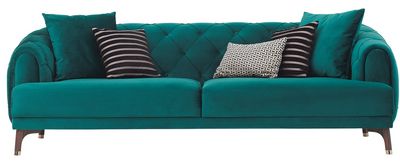front view of the Enza Home Navona Green 3-Seater Sofa
