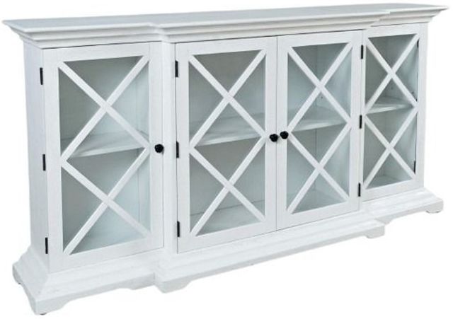 Jofran Inc. Carrington Brushed White Large Breakfront Cabinet-0