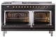 Ilve® Nostalgie II Noblesse 60'' Glossy Black Pro Style Dual Fuel Range with Burnished Trim-1