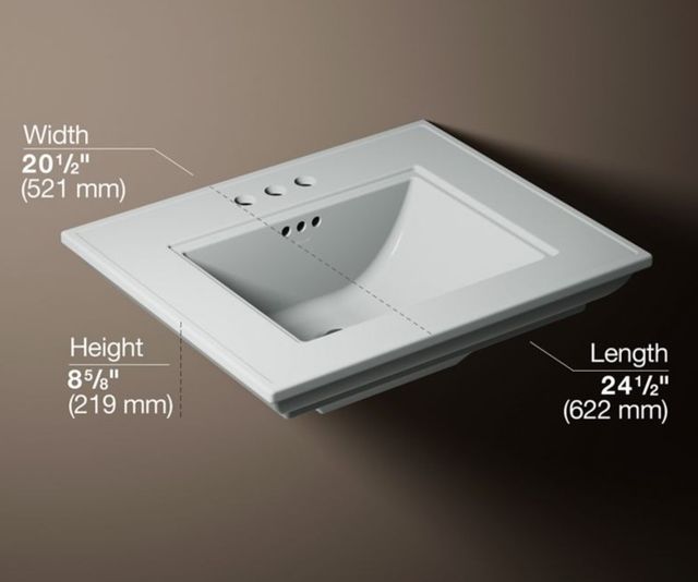 Kohler Memoirs® Stately Ice Grey 25" Centerset Pedestal/Console Table Bathroom Sink-3