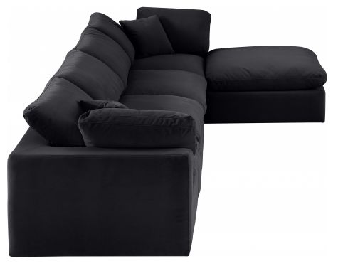 Meridian Furniture Comfy 7-Piece Black Velvet Sofa Sectional-3