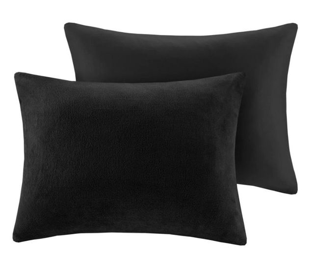 Olliix by Intelligent Design Kai Black King Quilted Reversible Microfiber to Cozy Plush Comforter Set-2