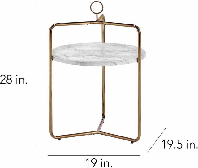 Steve Silver Co. Miro White Faux Marble Top Side Table with Champagne Bronze Base-3