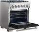 FORNO® Capriasca 30" Stainless Steel Pro Style Gas Range with Black Door-3