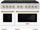 ZLINE Autograph Edition Paramount Series 48" Stainless Steel Pro Style Dual Fuel Range with White Matte Door and Polished Gold Accents-0