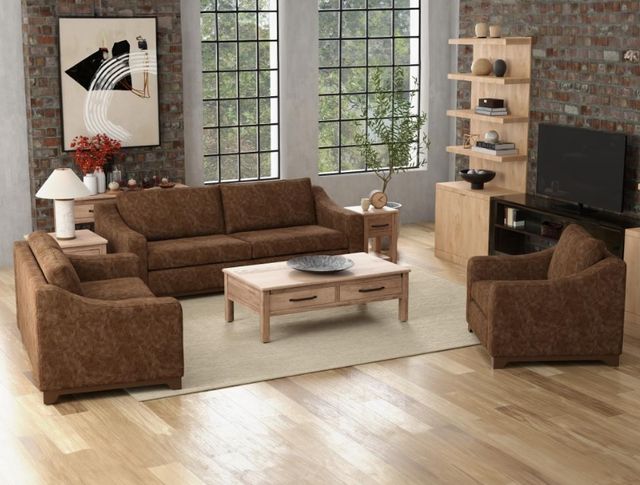 International Furniture Direct Natural Parota Brown Leather Accent Chair-1