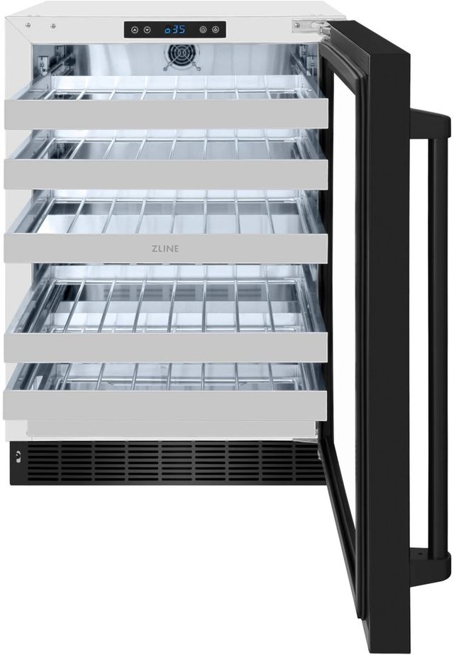 ZLINE Touchstone 24" 4.8 Cu. Ft. Stainless Steel Wine Cooler with Black Stainless Steel Glass Door-1