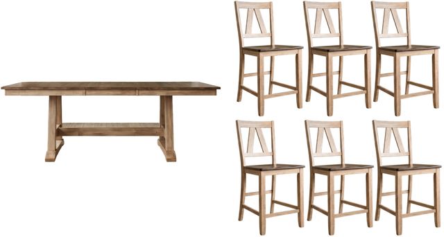 Liberty Furniture Lindsey Farm 7-Piece Brown/Natural Counter Height Table Set-0