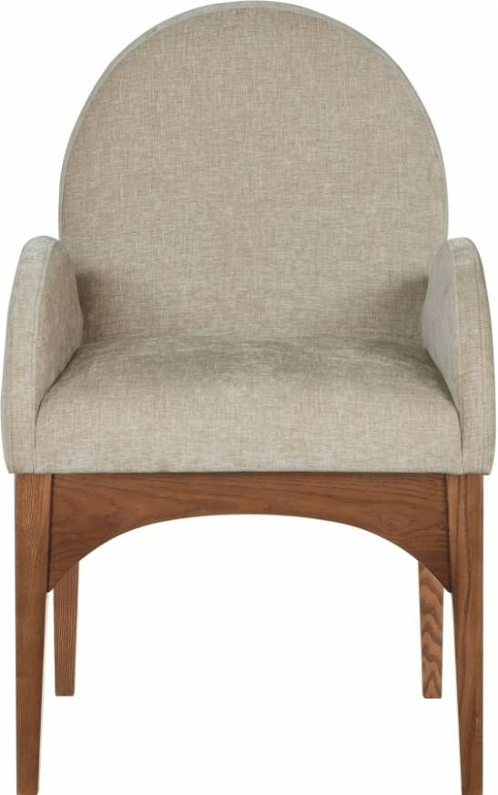 Meridian Furniture Waldorf Beige/Walnut Chenille Upholstered Dining Arm Chair-1