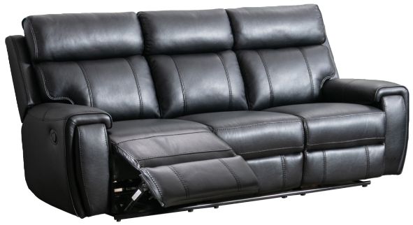 Mazin Furniture Carnegie Black Manual Reclining Sofa-1
