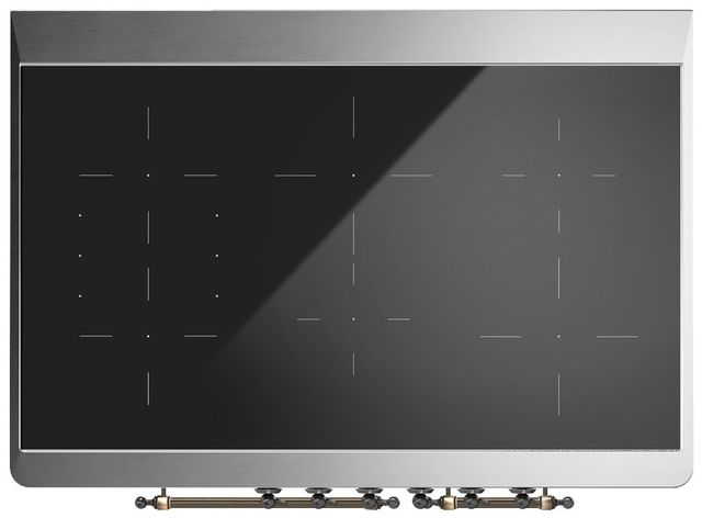 Ilve® Majestic III 40" Burgundy Pro Style Induction Range with Triple Glass Door and Burnished Trim-3