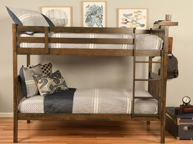 Kodiak Furniture Claire Rustic Walnut Twin Bunk Bed with Tray-1