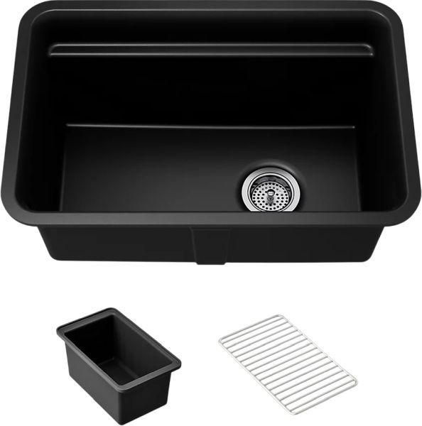 KOHLER® Cairn® Matte Black 28" Undermount Single-Bowl Utility Sink-0