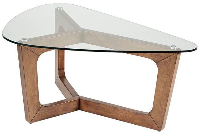 Olliix by INK+IVY Glass Top Coffee Table with Pecan Base-1