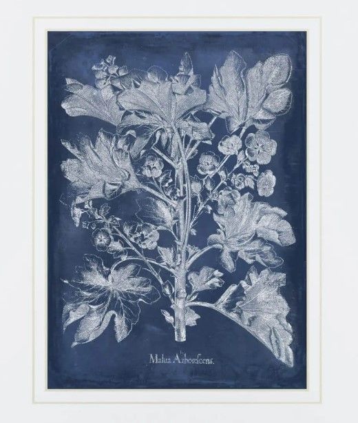 Classy Art Besler Leaves in Indigo II By Vision Studio Wall Art-1