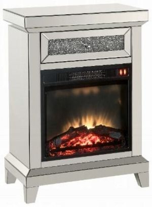 ACME Furniture Noralie Mirrored Fireplace with Drawer