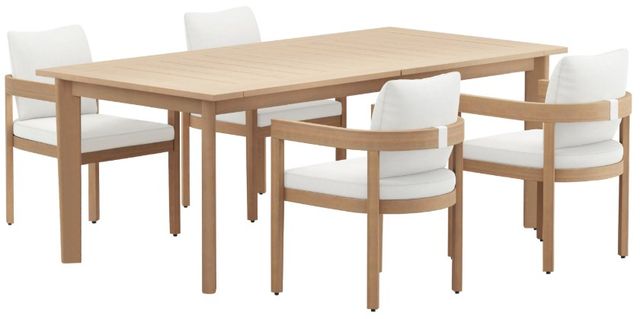 New Classic® Home Furnishings Wesley 5-Piece Beige/White Acacia/Sundura Outdoor Patio Dining Set-0