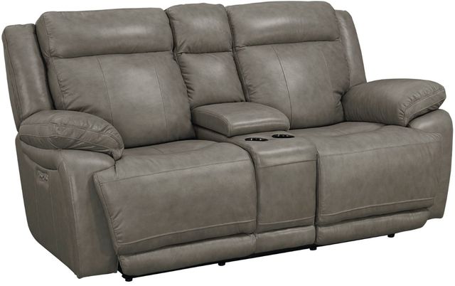 Bassett® Furniture Club Level Evo Pewter Power Reclining Loveseat with Console-0