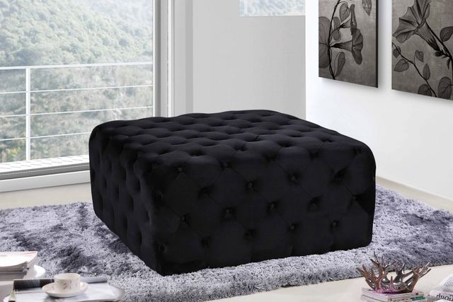 Meridian Furniture Ariel Black Velvet Ottoman-1