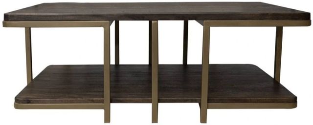 International Furniture Direct Onix Cocoa Brown Cocktail Table with Gold Frame-3
