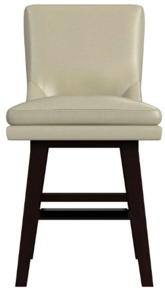 Elements International Villanova Beige/Espresso Swivel Counter Stool-3