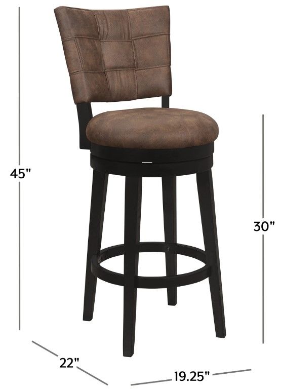 HH2 Home Kaede Brushed Black/Chestnut Bar Stool-2