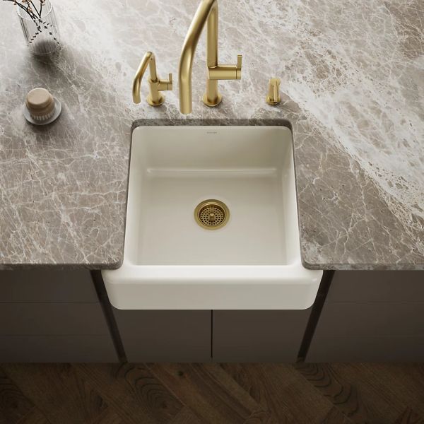 KOHLER® Whitehaven® Biscuit 24" Undermount Single-Bowl Farmhouse Kitchen Sink-1