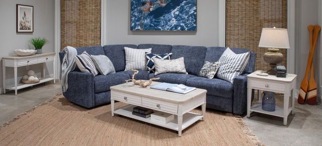 Magnussen Home® Echo Isles Driftwood and Sea Pearl Lift Top Storage Cocktail Table with Casters-1