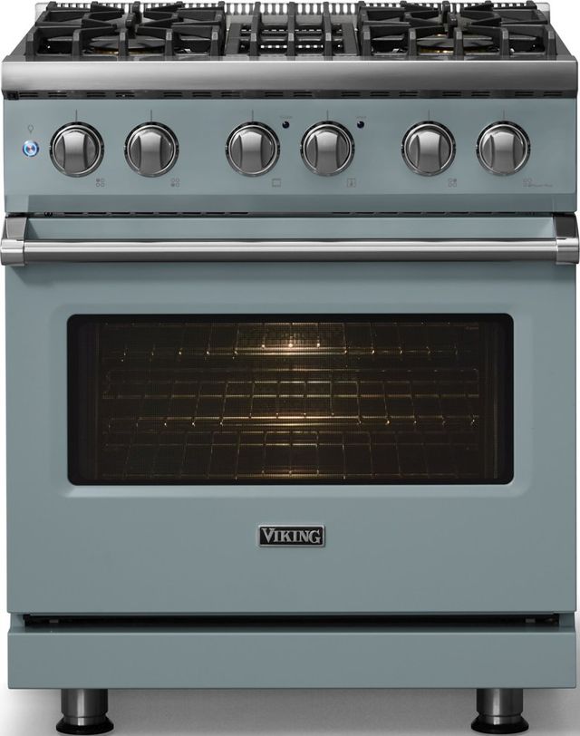 Viking® 5 Series 30" November Sky Pro Style Dual Fuel (NG) Range with Polished Chrome Trim-2