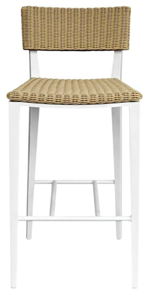 Uttermost® Calbas Honey/White Aluminum/Wicker Outdoor Bar Stool-3