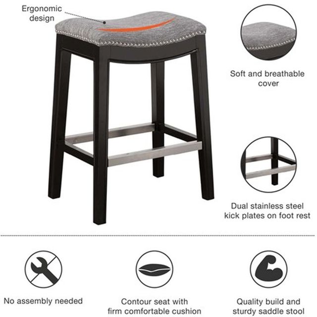 Olliix by Madison Park Grey Belfast Saddle Counter Stool-3