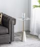 A & B Home Glass Top Square Side Table with White Marble Base -3