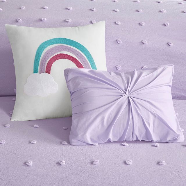 Olliix by Urban Habitat Kids Callie Lavender Twin Cotton Jacquard Pom Pom Comforter Set-1