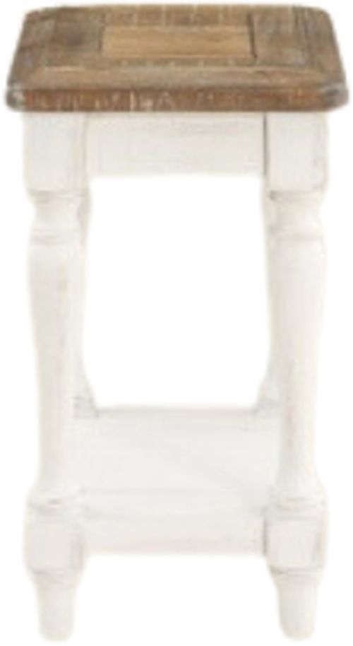Winners Only® Augusta Rustic Brown Top Chair Side Table with White Base-2