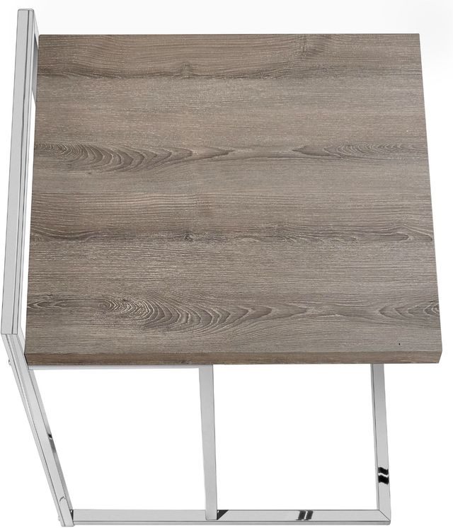 Monarch Specialties Inc. Dark Taupe 25"H Accent Table with Silver Base-1