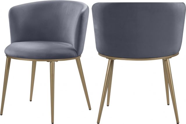 Meridian Furniture Skylar Grey-Gold Velvet Dining Chair-1